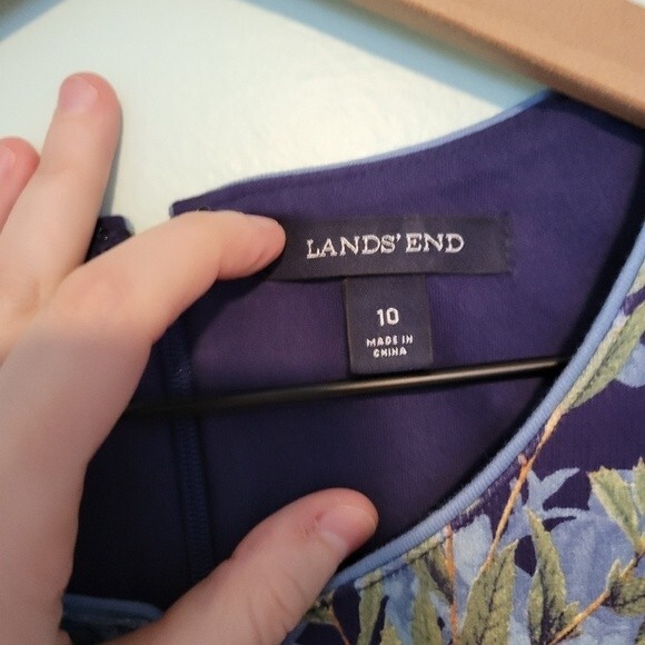 Lands' End Blue & Orange Floral Dress Size 10 - Picture 6 of 7